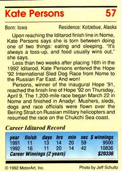 1992 MotorArt Iditarod Sled Dog Race #57 Kate Persons Back